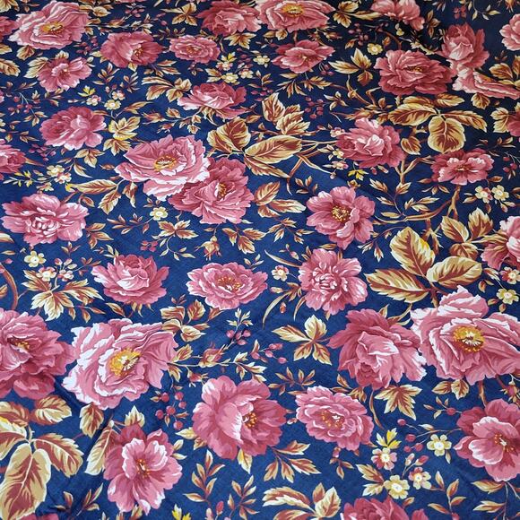 Boundless Cotton Fabric Heritage Home Floral Navy Pink Peony 3 YDS x 43” - Picture 16 of 16